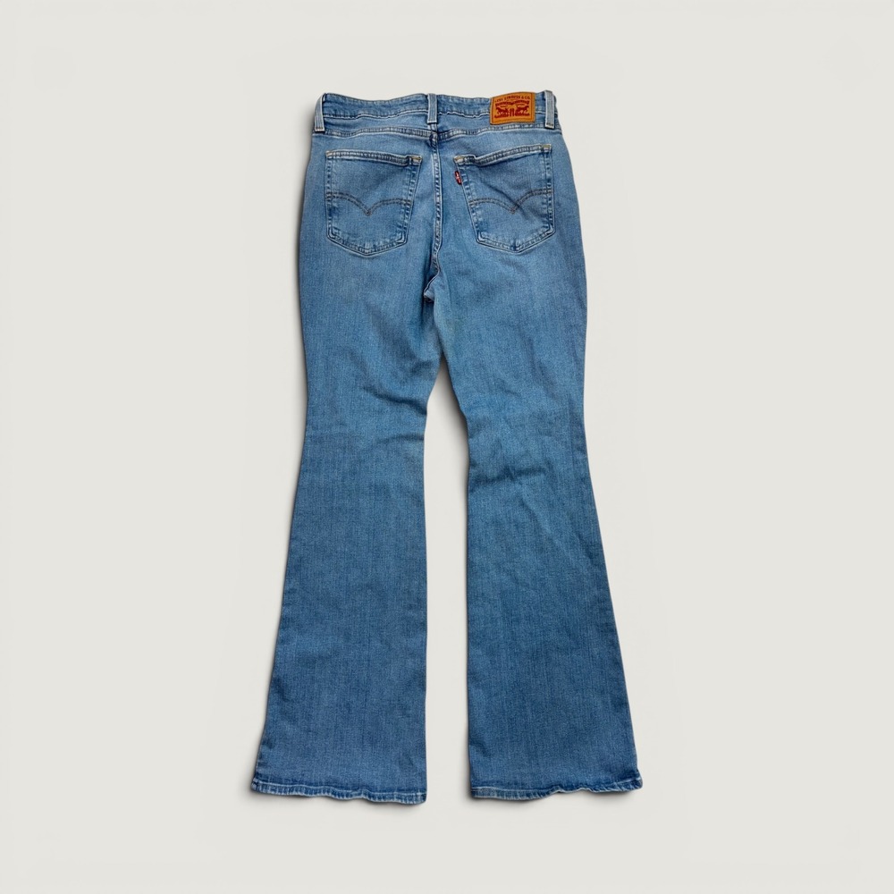 Levi's 726 Flare Jeans Womens 31 Blue Good Distressed High Rise‎ Stretch Denim